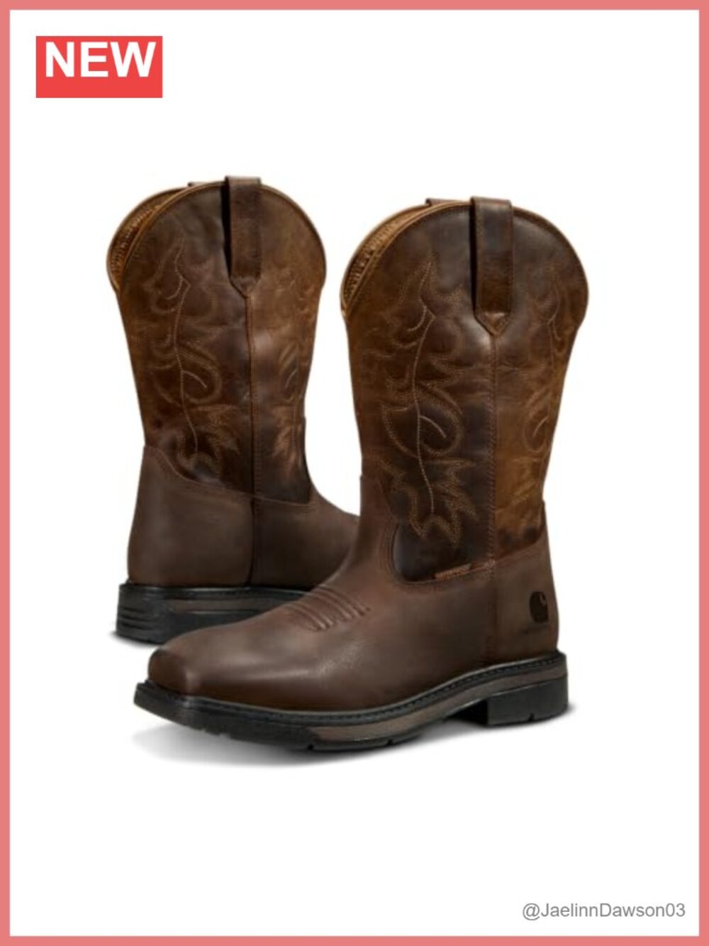 Women's Waterproof Square Toe Wellington Work Boot Pull-On Leather